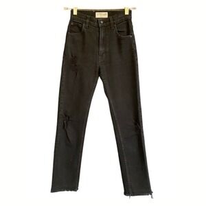 Derek Lam 10 Crosby LEAH High Rise Straight Leg Jeans Womens 23 Black Distressed